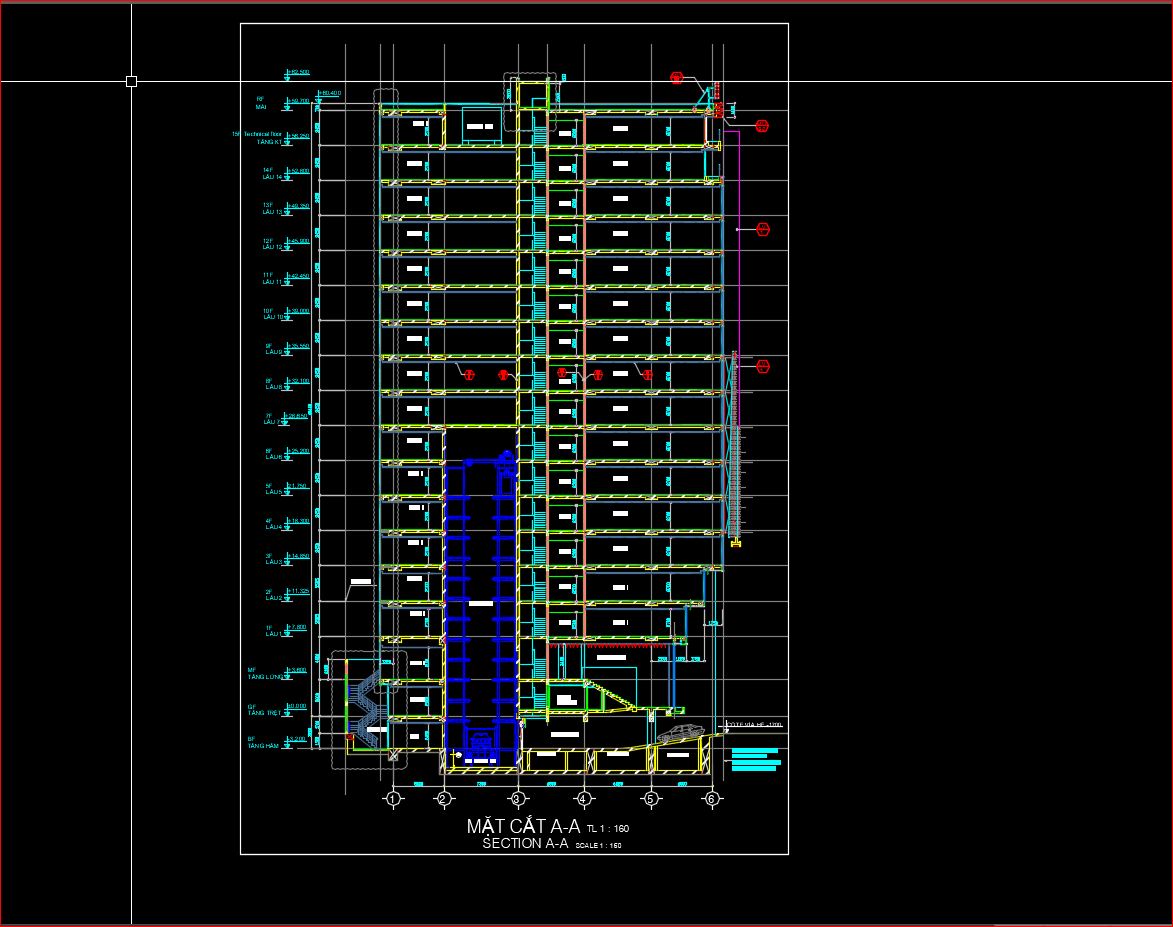 Bộ bản vẽ kiến trúc kết cấu Tòa nhà cao tầng VinaTex - Shop Drawing Cơ Điện  M&E